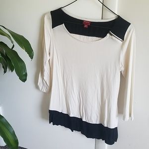 Back and ivory white Top